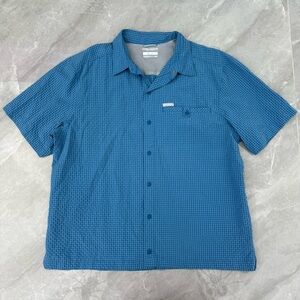 Men’s Columbia Omni Shade Plaid Button Down Short Sleeve Shirt Pocket Large